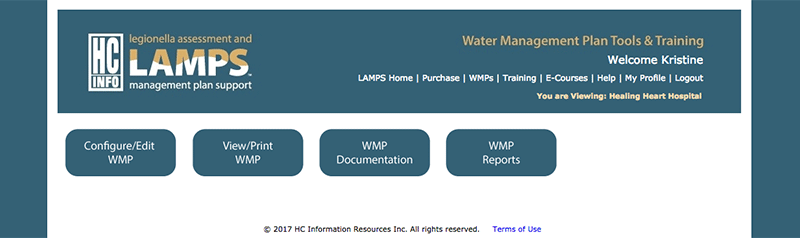 Screen shot of the LAMPS WMP Platform
